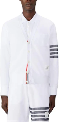 톰브라운 화이트 스트라이프 브이넥 버튼 캐주얼 니트 가디건 스웨터 MJT436A-J0155-100 Order 톰브라운 화이트 스트라이프 브이넥 버튼 캐주얼 니트 가디건 스웨터 MJT436A-J0155-100