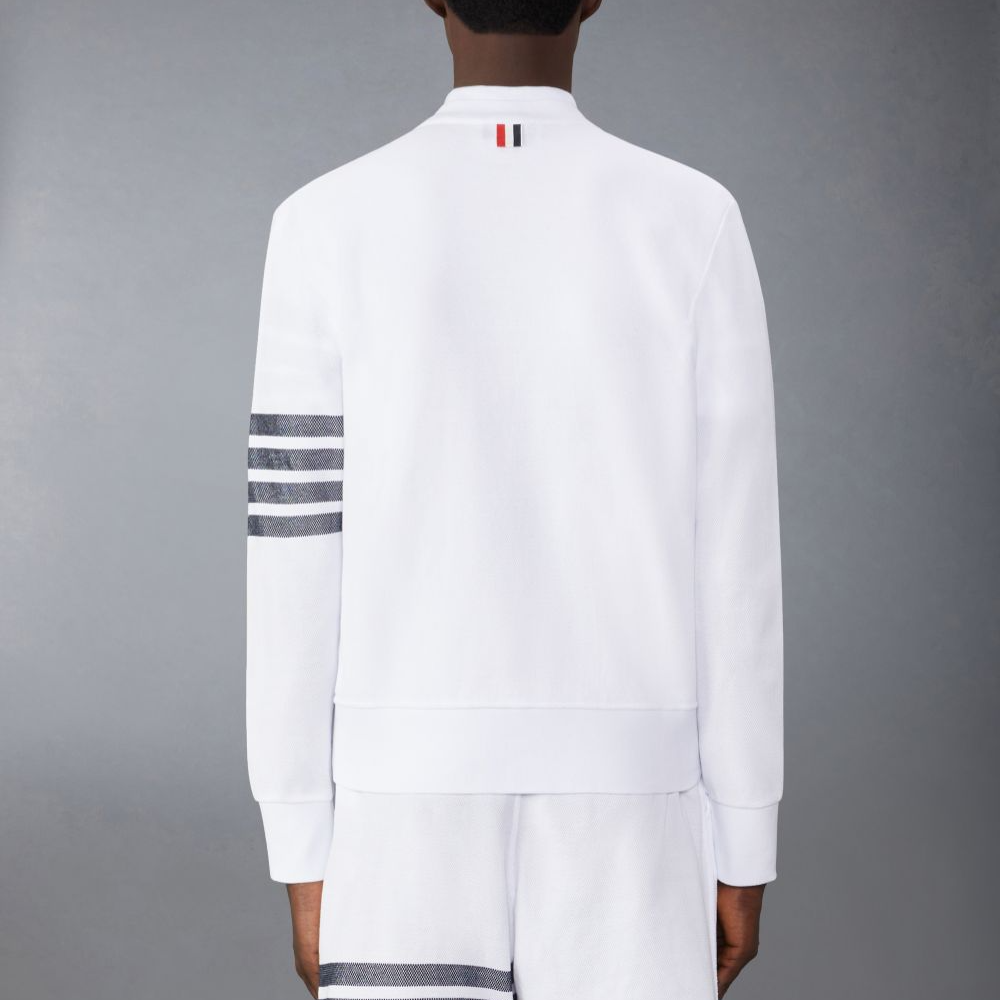 THOM BROWNE  White Striped V-Neck Button Casual Knit Cardigan Sweater MJT436A-J0155-100 圖 4