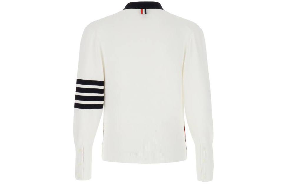 Thom Browne  White Striped V-Neck Knit Cardigan. MKC520A-Y3014-100 圖 3