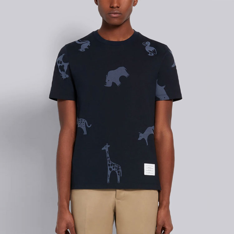 Thom Browne Animal Icon Print Navy Blue Short Sleeve T-Shirt MJS101A-06925-415 圖 4