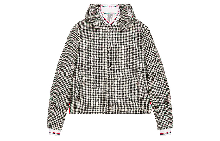 Thom Browne Black and White Check Wool Flight Jacket MJD020X-06842-980