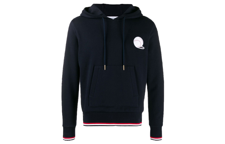 Thom Browne Black Baseball Graphic Pullover Hoodie MJT222A-03377-415