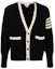 Order Thom Browne Black Classic 4-Bar V-Neck Cardigan Sweater. MKC367B-Y1502-001