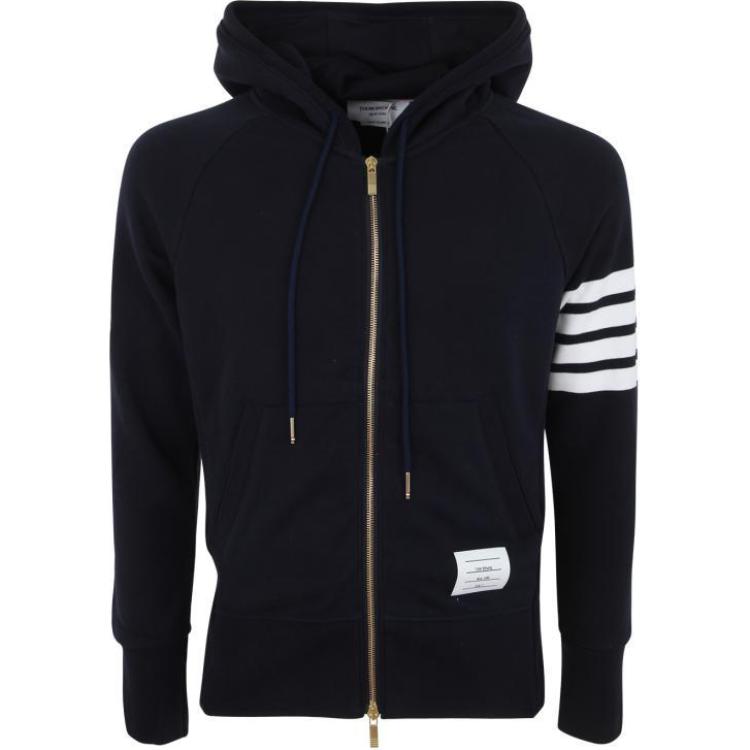 Thom Browne Black Four-Bar Zip Hoodie Jacket MJT022H-00535-093