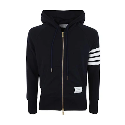 Thom Browne Black Four-Bar Zip Hoodie Jacket MJT022H-00535-093