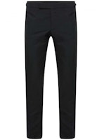 THOM BROWNE Black Low-Rise Striped Trousers MTC042C-02872-001 THOM BROWNE Black Low-Rise Striped Trousers MTC042C-02872-001