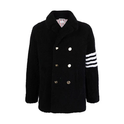Thom Browne Blue Double-Breasted Jacket with Four Stripes MOU544X-02821-415