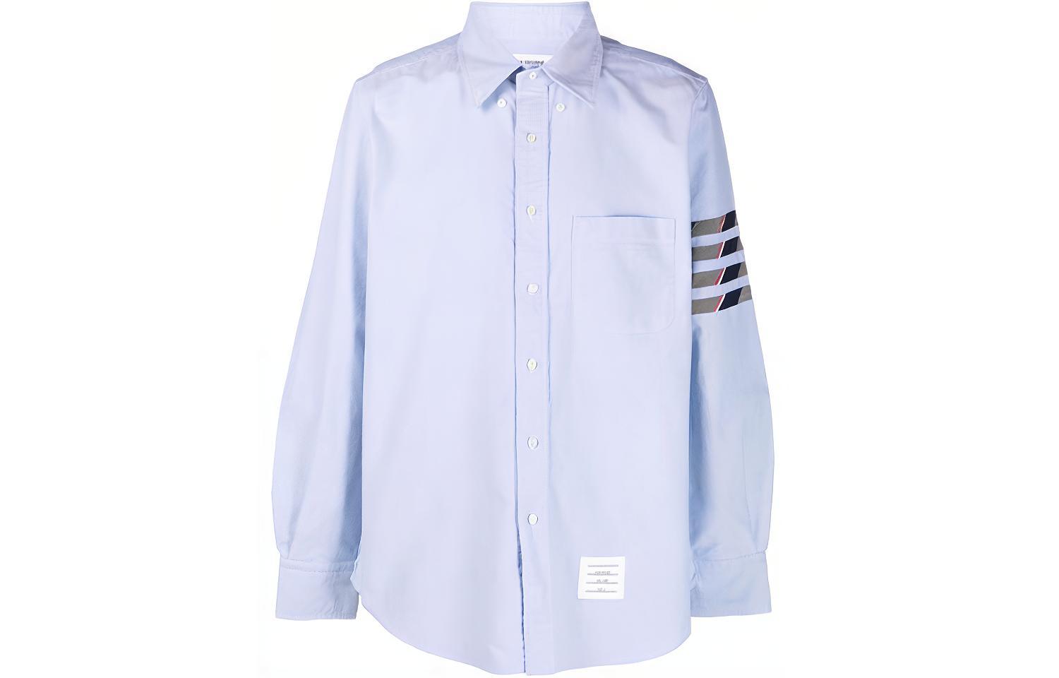 THOM BROWNE Blue Four-Stripe Button-Up Long Sleeve Shirt Fall Edition MWL374C-06177-480 圖 2