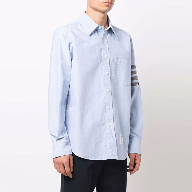 THOM BROWNE Blue Four-Stripe Button-Up Long Sleeve Shirt Fall Edition MWL374C-06177-480 圖 3