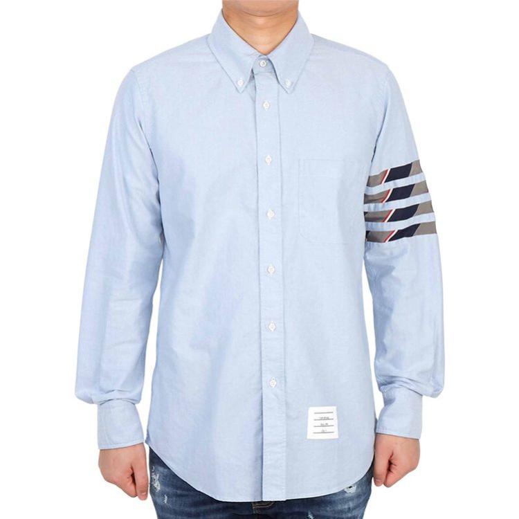 THOM BROWNE Blue Four-Stripe Button-Up Long Sleeve Shirt Fall Edition MWL374C-06177-480 圖 5