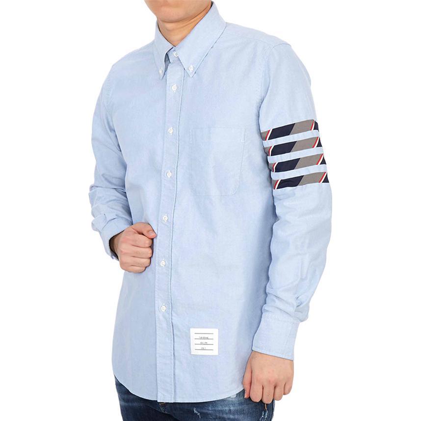 THOM BROWNE Blue Four-Stripe Button-Up Long Sleeve Shirt Fall Edition MWL374C-06177-480 圖 6