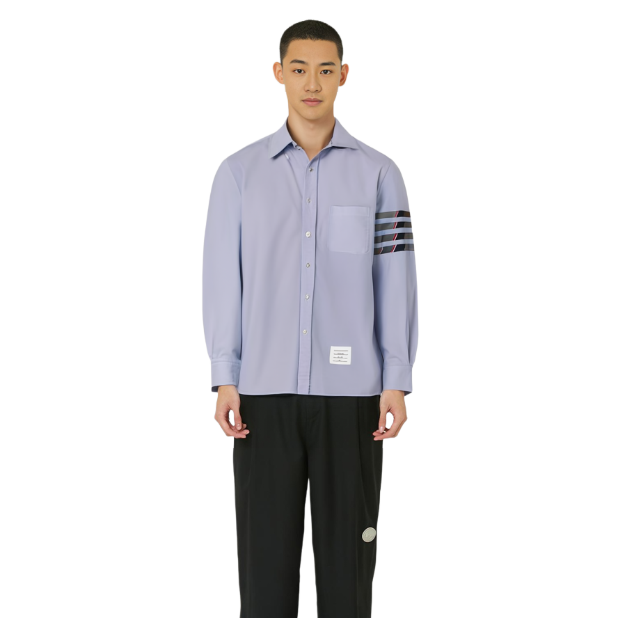THOM BROWNE Blue Four-Stripe Button-Up Long Sleeve Shirt Fall Edition MWL374C-06177-480 圖 9