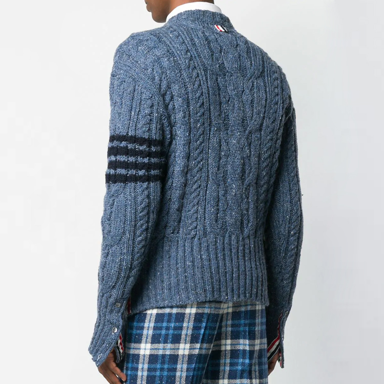 Thom Browne Blue Four-Stripe Wool Crewneck Sweater MKA233A-00278-450 圖 4