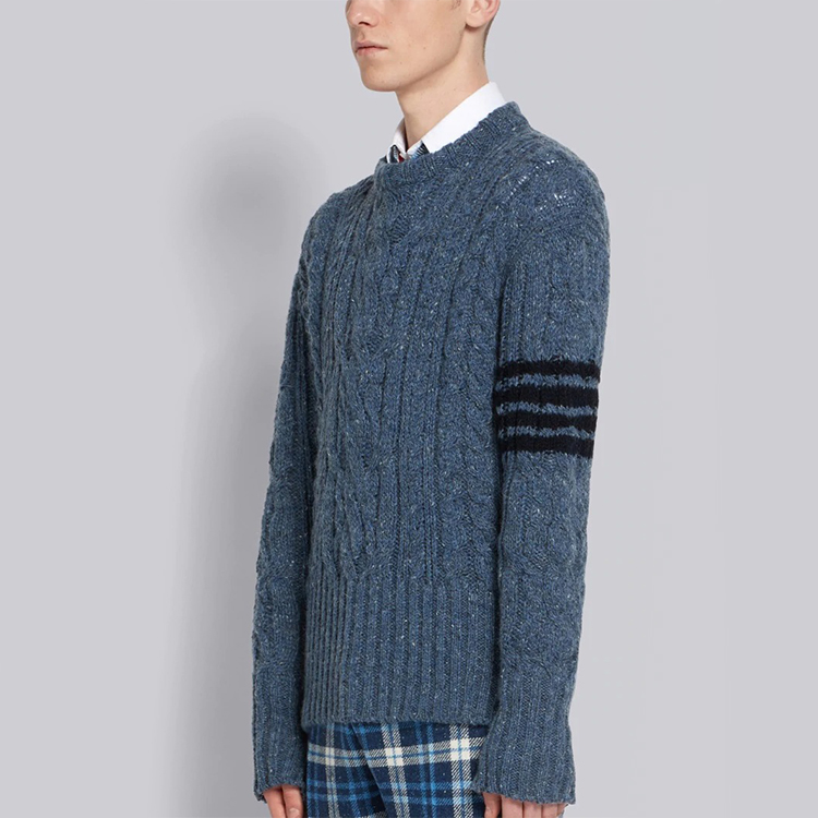 Thom Browne Blue Four-Stripe Wool Crewneck Sweater MKA233A-00278-450 圖 6