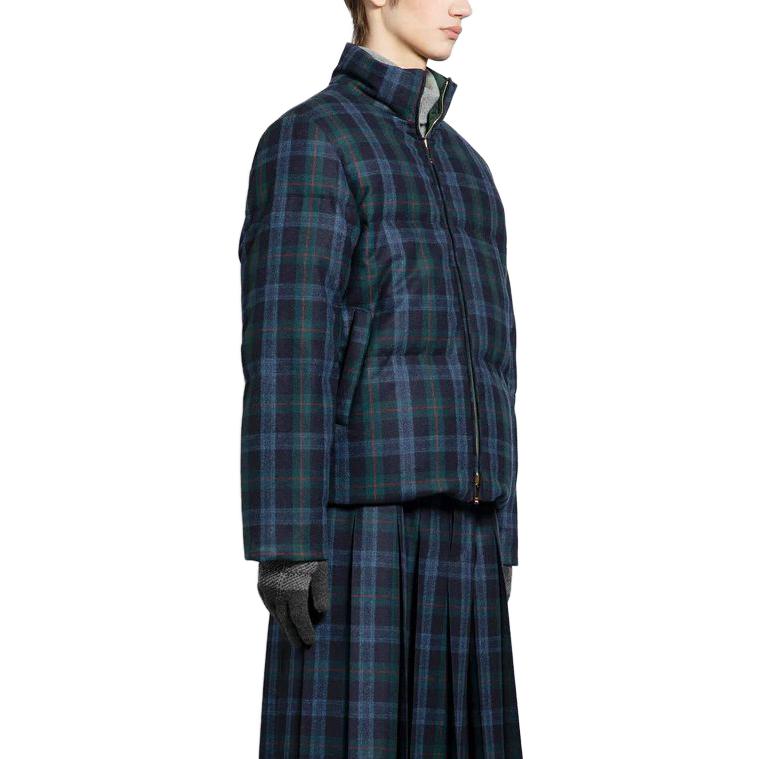 Thom Browne Blue Loose-Fit High-Neck Plaid Print Jacket MJD091X-F0437-996 圖 6