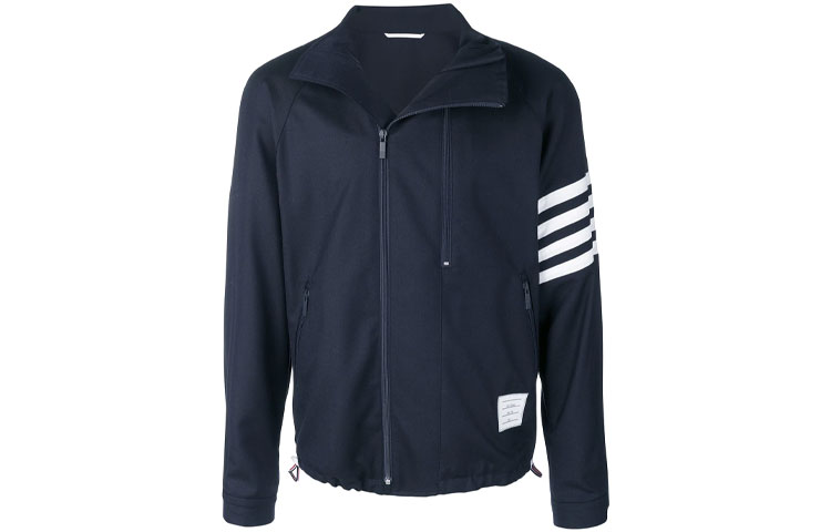 THOM BROWNE Blue Striped Raglan Sleeve Zip-Up Jacket MJO096A-00626-415