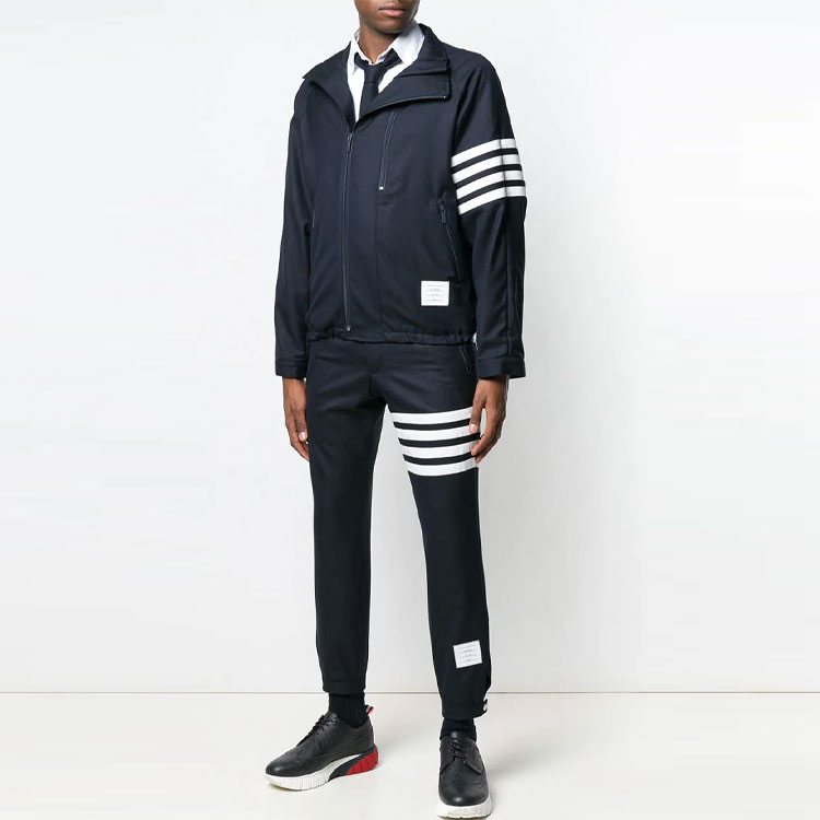 Lookbook THOM BROWNE Blue Striped Raglan Sleeve Zip-Up Jacket MJO096A-00626-415