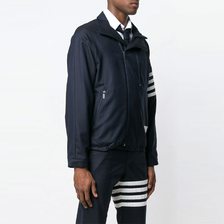 Purchase THOM BROWNE Blue Striped Raglan Sleeve Zip-Up Jacket MJO096A-00626-415