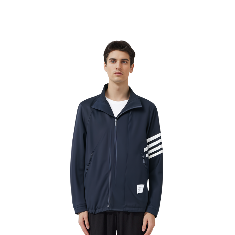 Sizing THOM BROWNE Blue Striped Raglan Sleeve Zip-Up Jacket MJO096A-00626-415