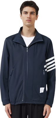 THOM BROWNE Blue Striped Raglan Sleeve Zip-Up Jacket MJO096A-00626-415 Sizing THOM BROWNE Blue Striped Raglan Sleeve Zip-Up Jacket MJO096A-00626-415