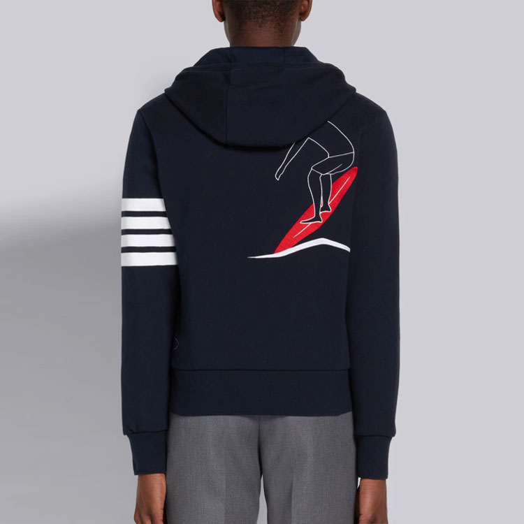 THOM BROWNE Blue Surf Embroidered 4-Bar Zip Hoodie Jacket MJT264E-00535-415 圖 4