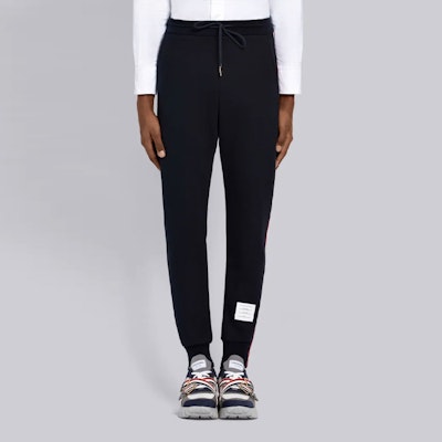 Pantalones Deportivos Azules Thom Browne con Raya Tricolor - Edición Otoño MJQ066A-03377-415 Purchase Pantalones Deportivos Azules Thom Browne con Raya Tricolor - Edición Otoño MJQ066A-03377-415