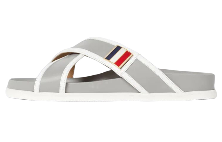 Thom Browne Calfskin Striped Buckle Cross Sandals 'Dark Grey' MFL079A05584025