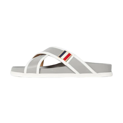 Thom Browne Calfskin Striped Buckle Cross Sandals 'Dark Grey'