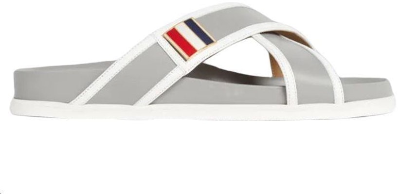 Thom Browne Calfskin Striped Buckle Cross Sandals 'Dark Grey' MFL079A05584025 Order Thom Browne Calfskin Striped Buckle Cross Sandals 'Dark Grey' MFL079A05584025