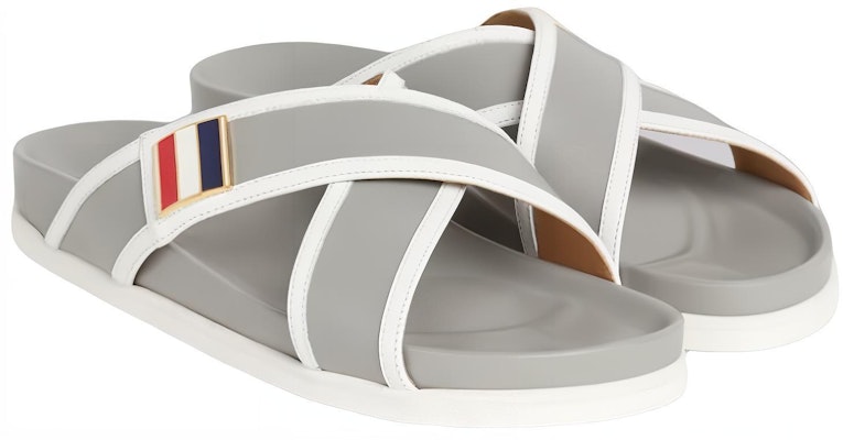 Thom Browne Calfskin Striped Buckle Cross Sandals 'Dark Grey' MFL079A05584025 Lookbook Thom Browne Calfskin Striped Buckle Cross Sandals 'Dark Grey' MFL079A05584025