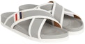 Lookbook Thom Browne Calfskin Striped Buckle Cross Sandals 'Dark Grey' MFL079A05584025