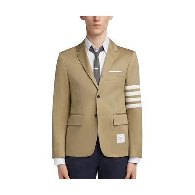 Thom Browne Camel Single-Button Striped Lapel Blazer MJU490A-03788-275
