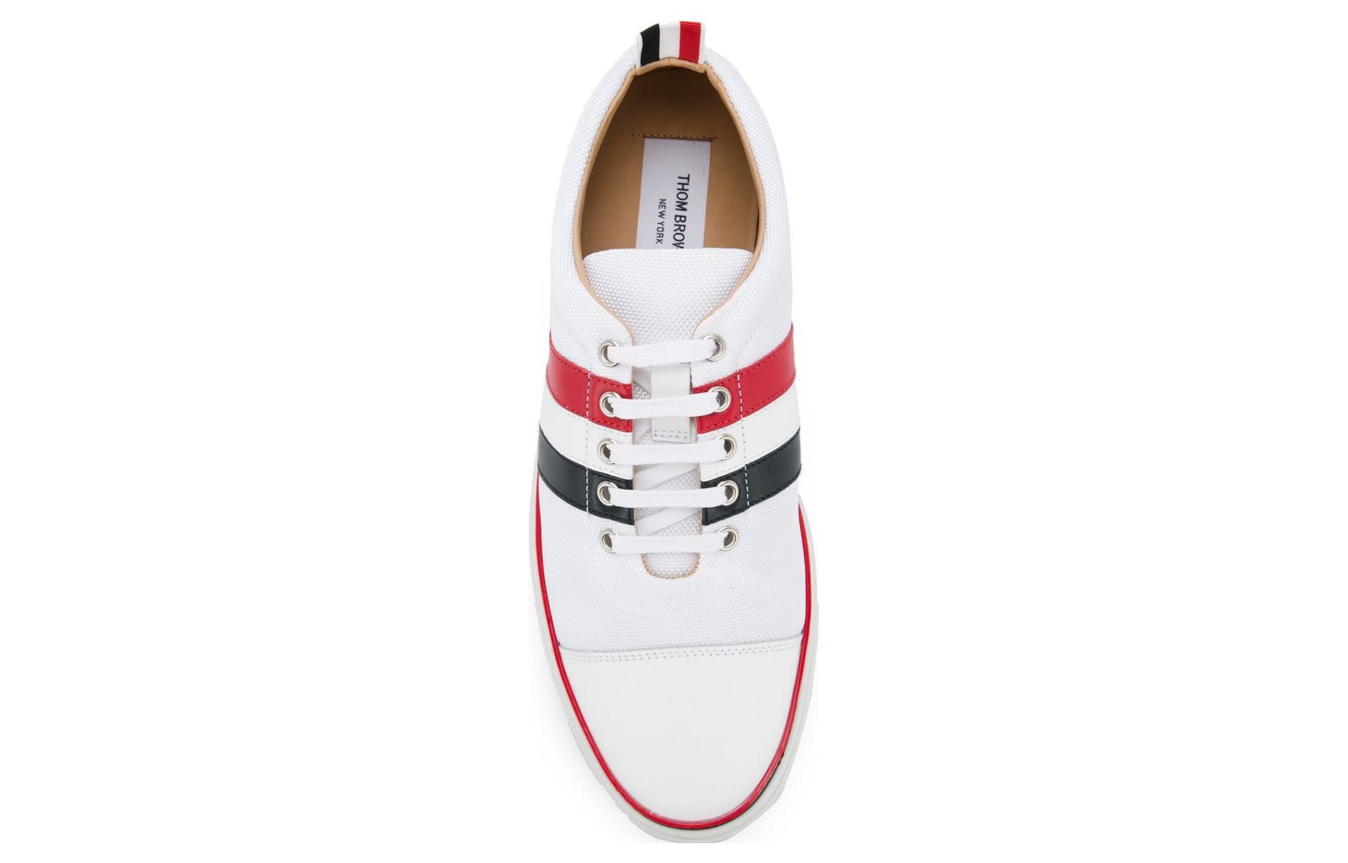 Thom Browne Canvas Leather Low-Top 'White Red' 圖 3