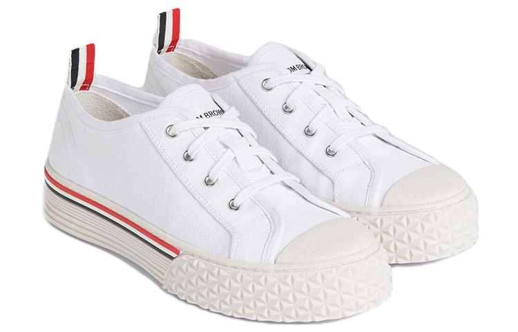 Order THOM BROWNE 棉布 低幫繫帶 時尚板鞋 白色