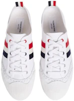 Shop THOM BROWNE 帆布 圓頭繫帶 時尚板鞋 男款 白色