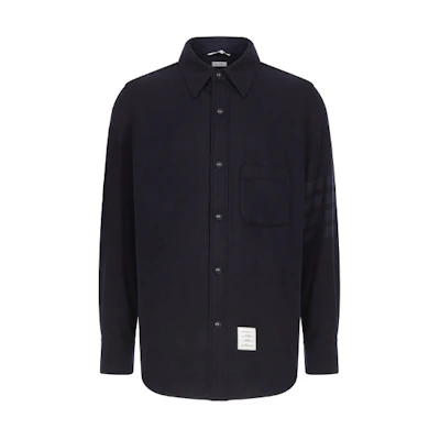 Thom Browne Cashmere Blend Shirt Jacket Navy Blue MJO055A-06393-415