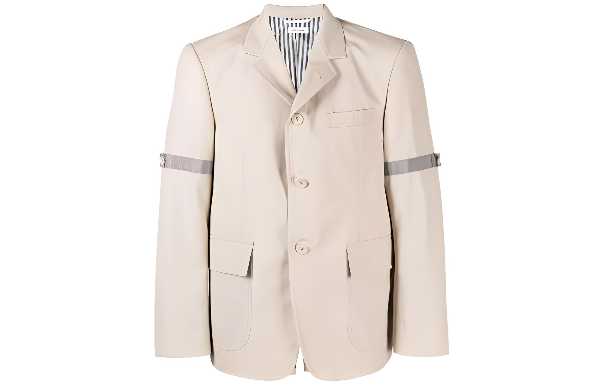Thom Browne Casual Single-Breasted Light Brown Jacket with Collar MJU558O-04502-250
