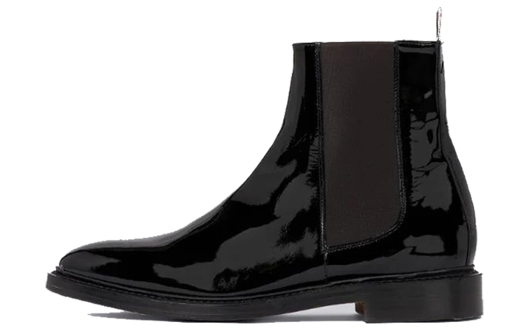 Buy トムブラウン ブラックパテント チェルシーブーツ MFB187E00216001