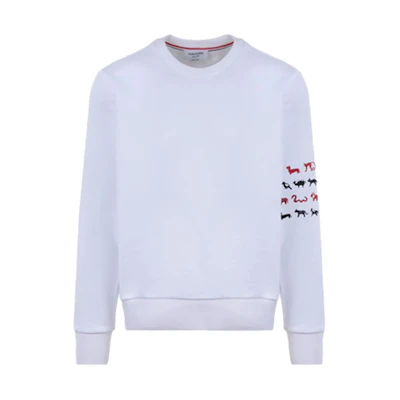 Thom Browne Classic 4-Bar Embroidered Sweatshirt White MJT258E-03377-100
