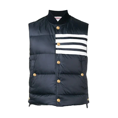 THOM BROWNE Classic 4-Bar Matte Down Vest Blue MVD017X-05411-415