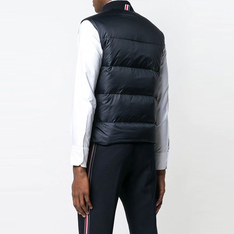 Shop THOM BROWNE Classic 4-Bar Matte Down Vest  Blue MVD017X-05411-415