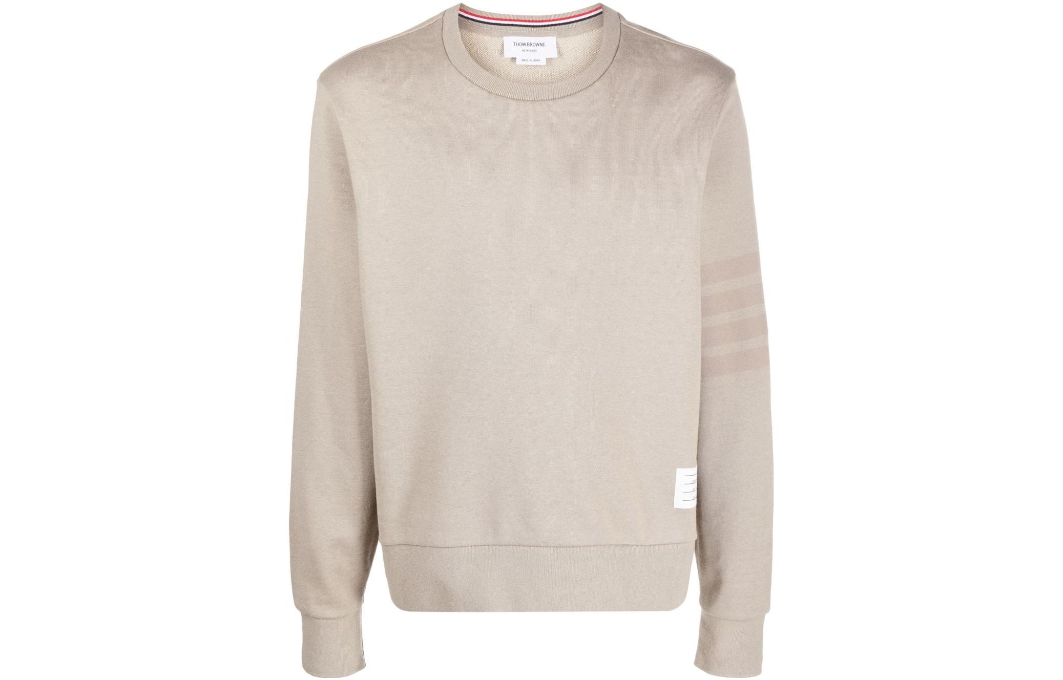 Thom Browne Classic 4-Bar Stripe Loose Fit Crewneck Sweatshirt Khaki MJT383A-06910-265