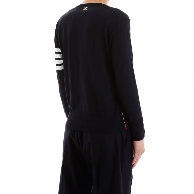 Purchase Thom Browne 經典4條紋海軍藍毛衣 MKA002A-00014-415