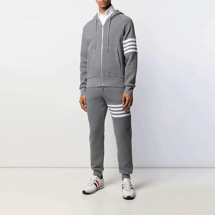 Thom Browne Classic 4-Bar Waffle Zip Hoodie in Gray MJT204A-06452-035 圖 3