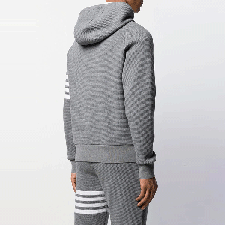 Thom Browne Classic 4-Bar Waffle Zip Hoodie in Gray MJT204A-06452-035 圖 4