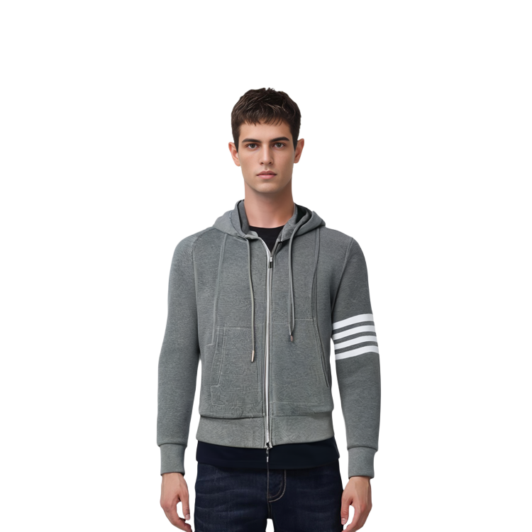 Thom Browne Classic 4-Bar Waffle Zip Hoodie in Gray MJT204A-06452-035 圖 6