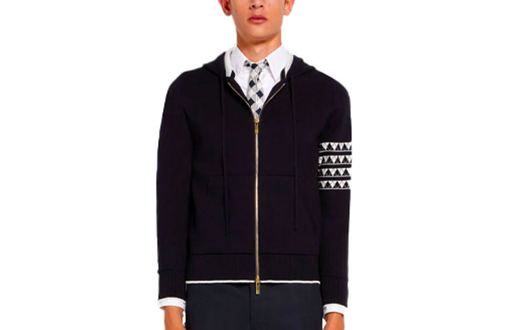 Thom Browne Classic 4-Bar Zip Hoodie Navy Blue MKC376A-Y3006-415