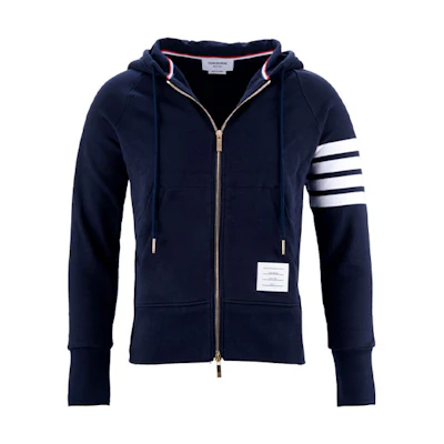 Thom Browne Classic 4-Stripe Drawstring Hoodie Navy Blue Spring Autumn. MJT022L-00535-461