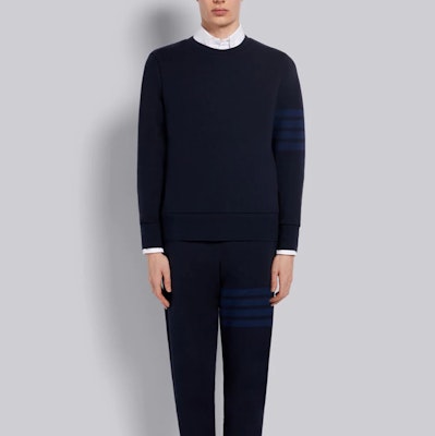 トムブラウン クラシック 4ストライプ ニット プルオーバー ネイビーブルーセーター MJT248A-06910-415 Lookbook トムブラウン クラシック 4ストライプ ニット プルオーバー ネイビーブルーセーター MJT248A-06910-415