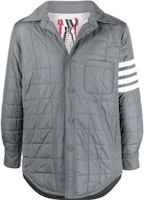 Thom Browne Classic 4-Stripe Padded Shirt Jacket Gray Fall/Winter Edition MJD089X07259035 Thom Browne Classic 4-Stripe Padded Shirt Jacket Gray Fall/Winter Edition MJD089X07259035
